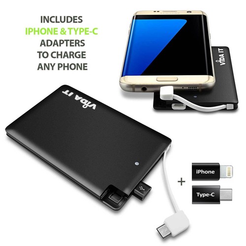 Slim Power Bank Batterie Externe Chargeur Portable USB C iPhone Pour Téléphone - Photo 2/7