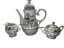 Vintage Japan 25th Anniversary Sugar Bowl & Creamer Pitcher AB-680 Set