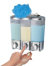 Clear Choice Shower Dispenser 3 Chamber, Wall Mount Shower Soap Pump Dispense...