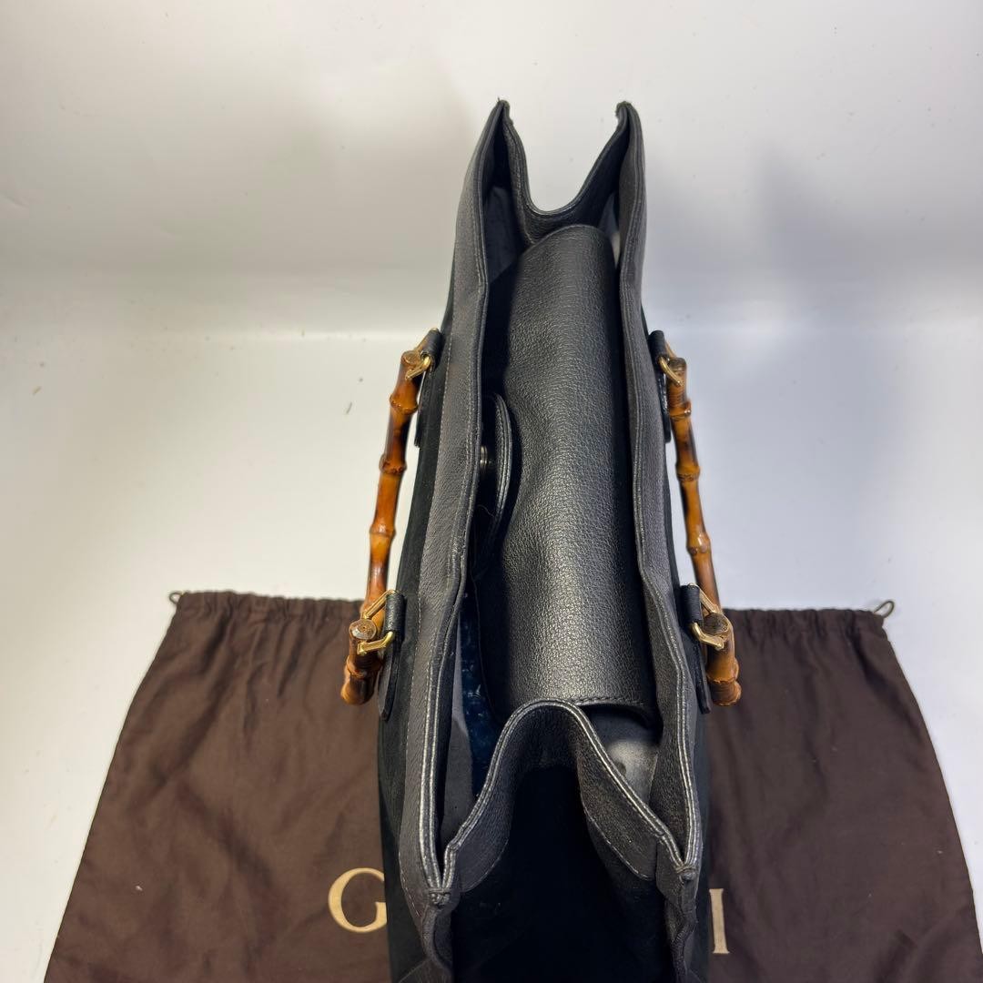 GUCCI Diana Bamboo Tote Hand Bag Magnetic Leather Suede Black Vinatge From Japan thumbnail 21