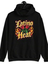 HOT-Latino Heat Flames  Red Roses Graphic Hoodie - Bold Unisex Pullover Hooded