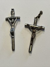 2 filigranowe zawieszki krzyż krucyfiks na różaniec Jezus Włochy vintage
