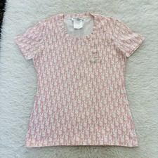 Christian Dior Boutique Vintage Trotter 1 Pink/White T Shirt Size 40