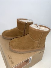 Koolaburra UGG Kids Koola Short Boot Size 6 Suede Faux Shearling Chestnut NWOB