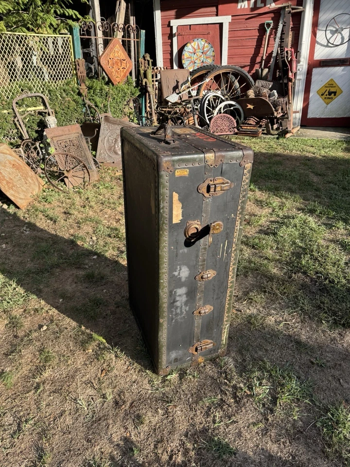 Armario de vapor vintage maletero 41 pulgadas 22 pulgadas 14 pulgadas equipaje vagón tren años 40 Foto 3 de 4