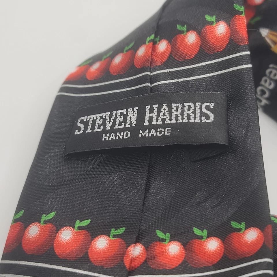 Corbata Teacher Lápiz Negro y Manzana Novedad Corbata Ancha Steven Harris Foto 4 de 4
