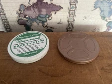 Lot  Of 2 Vintage Film Reel Empty Canisters Movie Metal Containers Heavy Duty