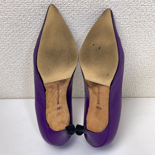 Zapatos de salón MANOLO BLAHNIK punta punta cuero púrpura UE 36,5 F/S - Imagen 7 de 24