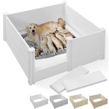 Dog Whelping Box with Rails Lg. 48 x 48 x 18 Inch Heavy-Duty PVC Puppy Pen
