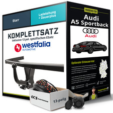 Für AUDI A5 Sportback Typ F5A, F5F Anhängerkupplung starr +eSatz 13pol 16- Set