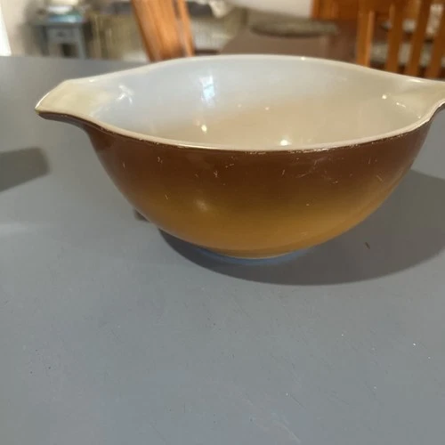 Vintage Pyrex Old Orchard Brown Ombre 1 1/2 Quart Cinderella Mixing Bowl #442