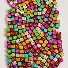 1200pcs 6 6mm Alphabet Beads Bright Colorful Cube Acrylic Gold Letter Beads