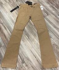 JORDAN CRAIG STACKED JEANS WITH SHREDS JTF934R KHAKI 