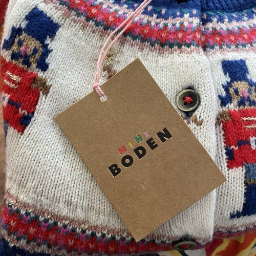 Mini Boden Girl's Edie Fair Isle Cardigan LB3 Sapphire Blue Nutcracker Size 5-6Y - Picture 4 of 5