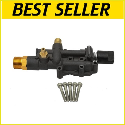 #ad Lightweight Pressure Washer Replacement Manifold Kit with Unloader Valve Black $122.54