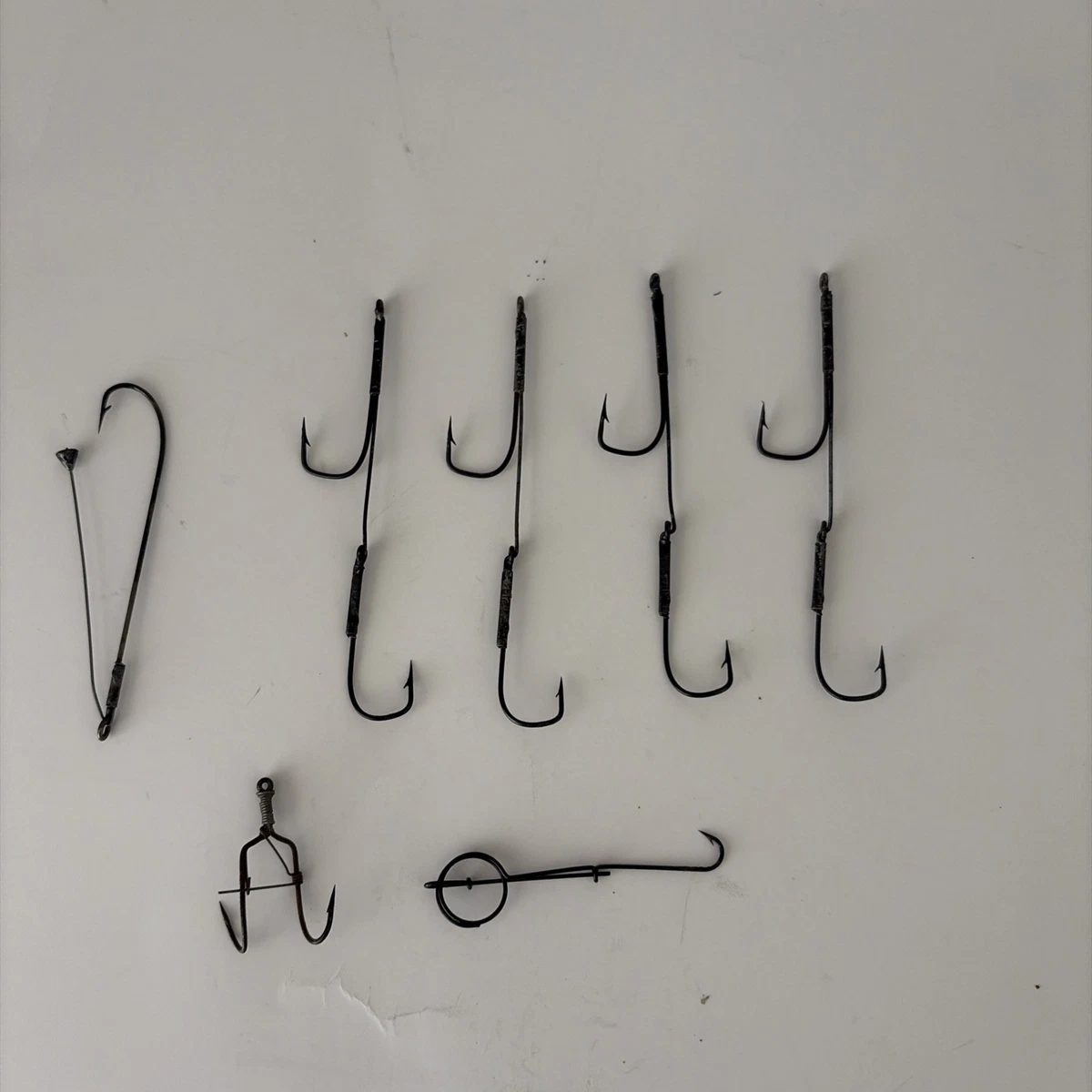 ebay fishing hooks Freshwater - Trout - Crappie - Bluegill - Bass - Panfish - Walleye - Perch one wire bent to create the eye and two hooks as one piece and the third hook soldered on as the second piece Fishing Hooks for Sale |