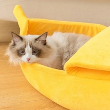 Cute Banana Cat Bed House Warm Soft Pet Kennel Portable Dog Cat Mat