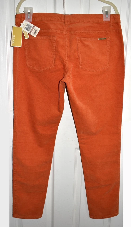 Pantalones ajustados MK Michael Kors naranja especia pana elásticos talla 12 (36X31) NUEVO Foto 2 de 4