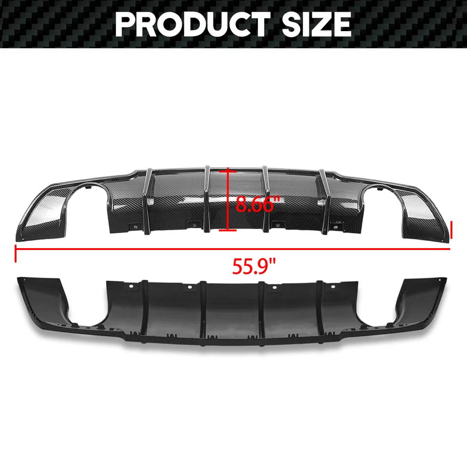 Rear Bumper Diffuser Valance Shark Fins Carbon Fiber For CHRYSLER SRT 300 15-23 - Image 4 of 4