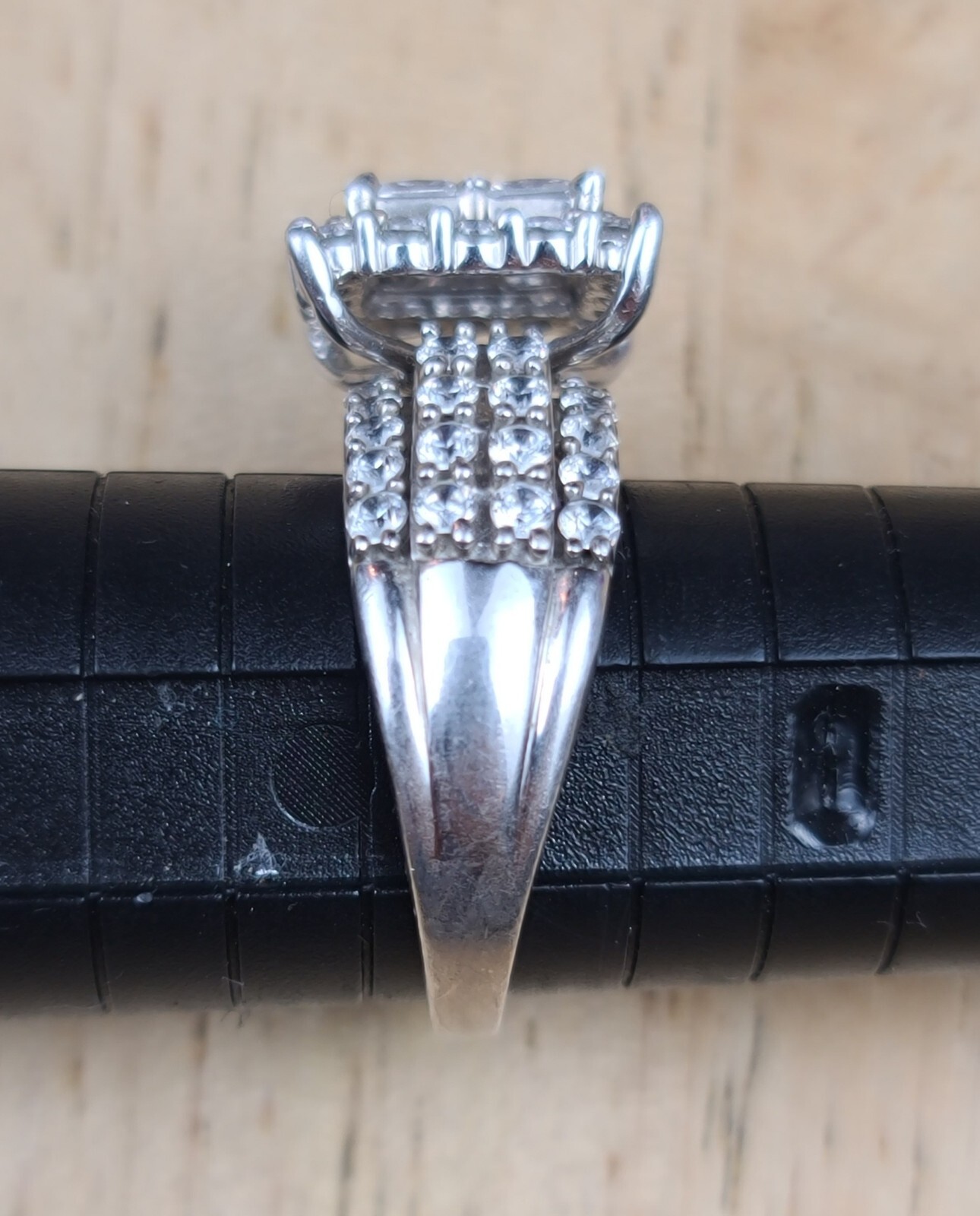 Sterling 925 Solid Silver Iced Cluster Cushion En… - image 18