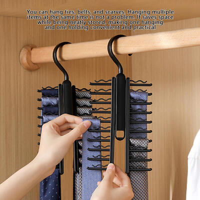 Tie Hanger Belt Tie Rack with 360 Swivel Necktie Scarf Shawl Organization Closet