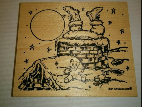 CHRISTMAS RUBBER STAMP ASST: FIREPLACE, ORNAMENT W/SCENERY, CHIMINEY SANTA, NNB - Picture 6 of 7