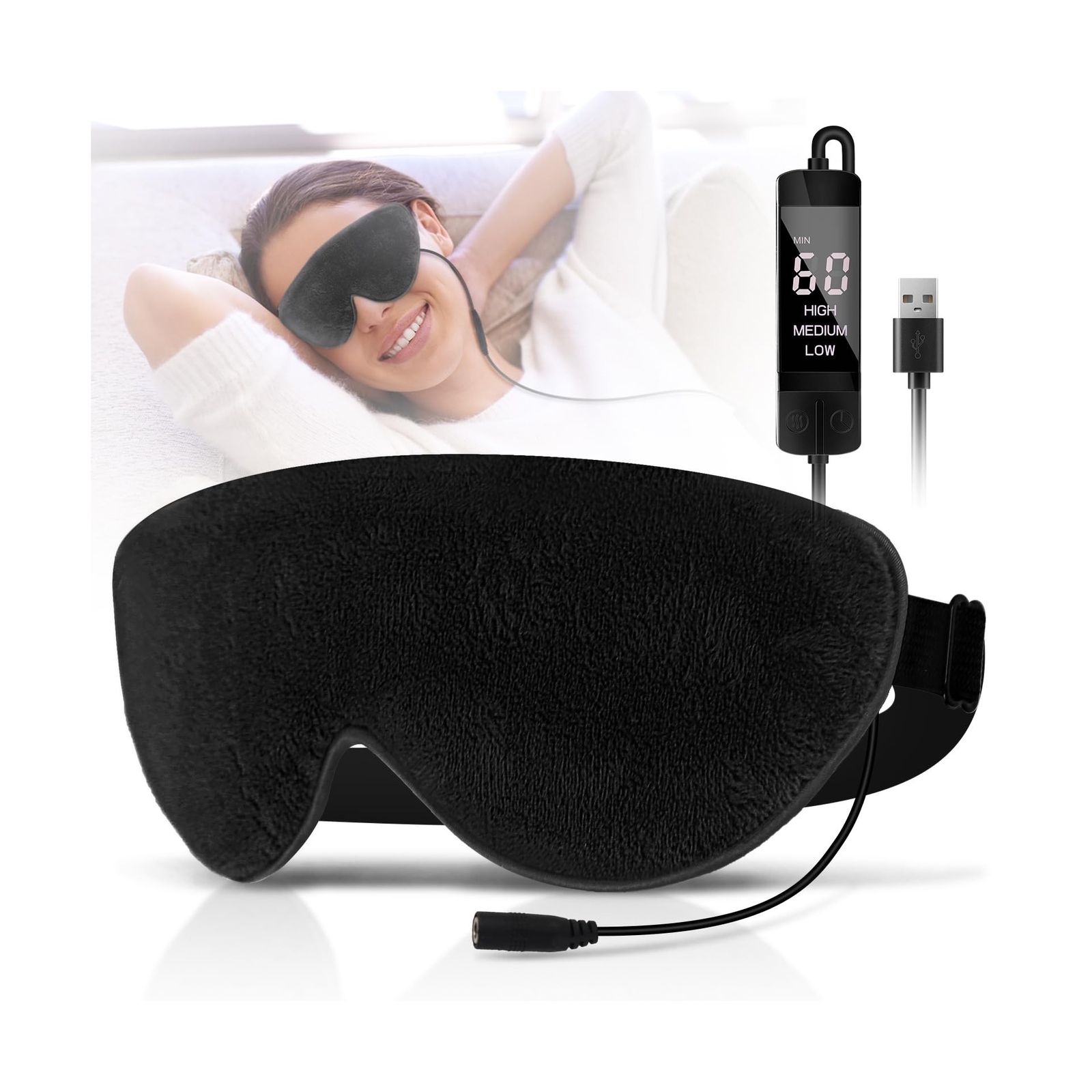 USB Heated Eye Mask for Dry Eyes Relief, Electric Warm Compress with Fast Shipping-image
