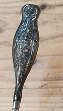 Antique Boot Glove Button Hook Victorian Floral Repoussé Sterling Silver Handle