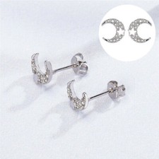 Valentine Moon Star Womens Stud Earrings Gift New  Silver Jewellery Earrings