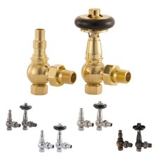 Arroll UK28 Traditional Thermostatic Angled Radiator Valve Set