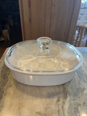 CORNING WARE F-12-B French White Liter Oval Casserole Dish PYREX Glass  Lid