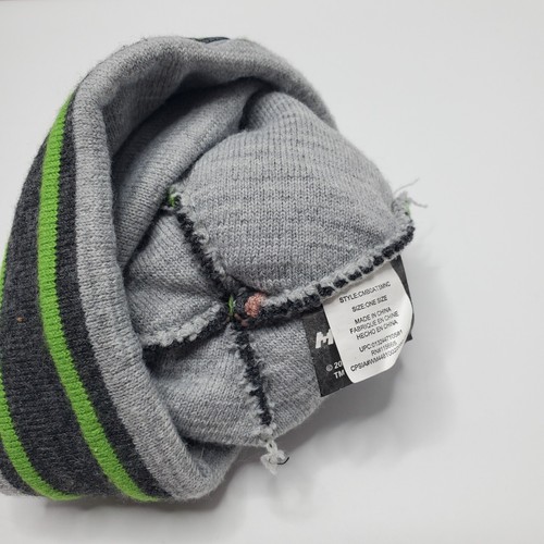MINECRAFT Kids Beanie Hat Green Gray Stripe Character Pom Pom - Picture 4 of 5
