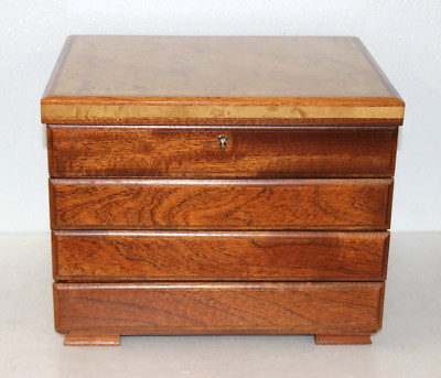 Agresti Custom Luxury Briarwood Jewelry Chest w/ Key [4-Suede Drawers] Italy