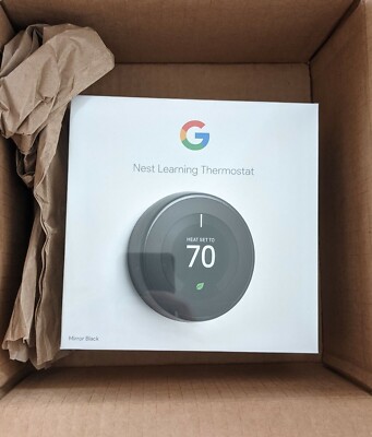 Google Nest 3rd Generation Programmable WiFi Thermostat : Mirror Black T3018US
