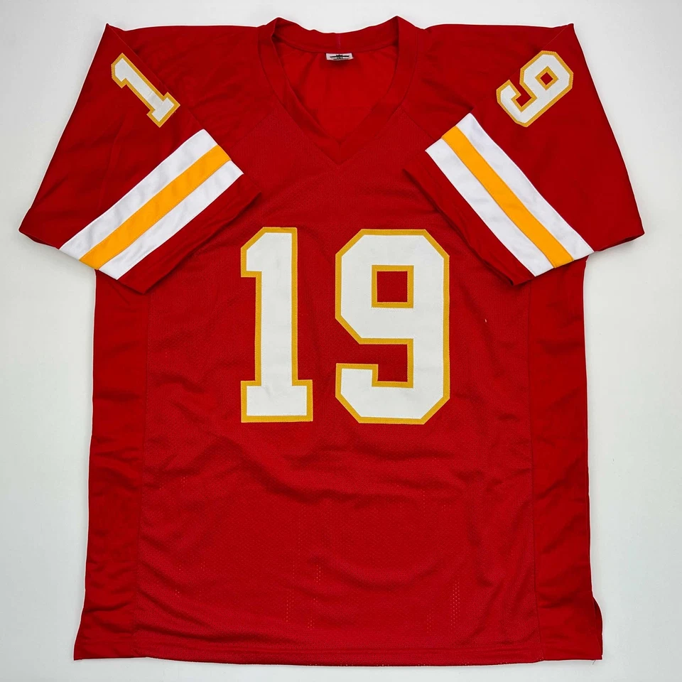 Camiseta deportiva facsímil autografiada Joe Montana Kansas City roja reimpresión talla XL para hombre Foto 3 de 4