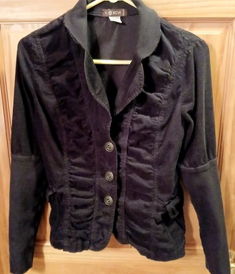 XCVI Charcoal Ruched Multi Fabric Urban Style Button Jacket /Coat In Small