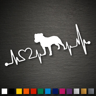 14321 Staffordshire Terrier Herzschlag Aufkleber 290x108mm  Hund Sticker Auto Tu
