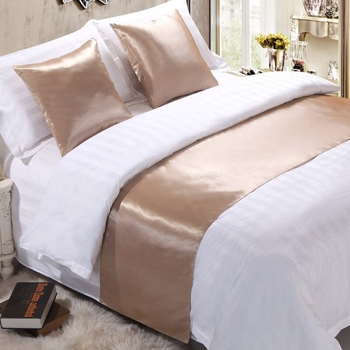 Silk Satin Bed Runner Bed Scarf Solid Color Bedspreads Home Hotel Bedroom Decor - Picture 6 of 15
