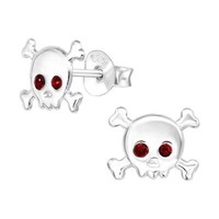 Totenkopf Kinder Ohrringe Mit Kristallen 925 Silber MäDchen Ohrstecker Schmuck