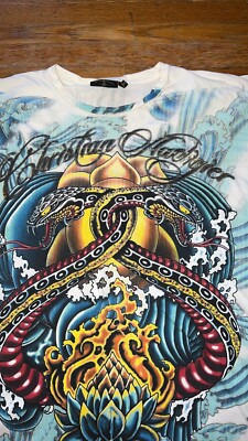Christian Audigier カラフルTシャツ Christian Audigier Vintage Los Angeles Colorful Bear T Shirt