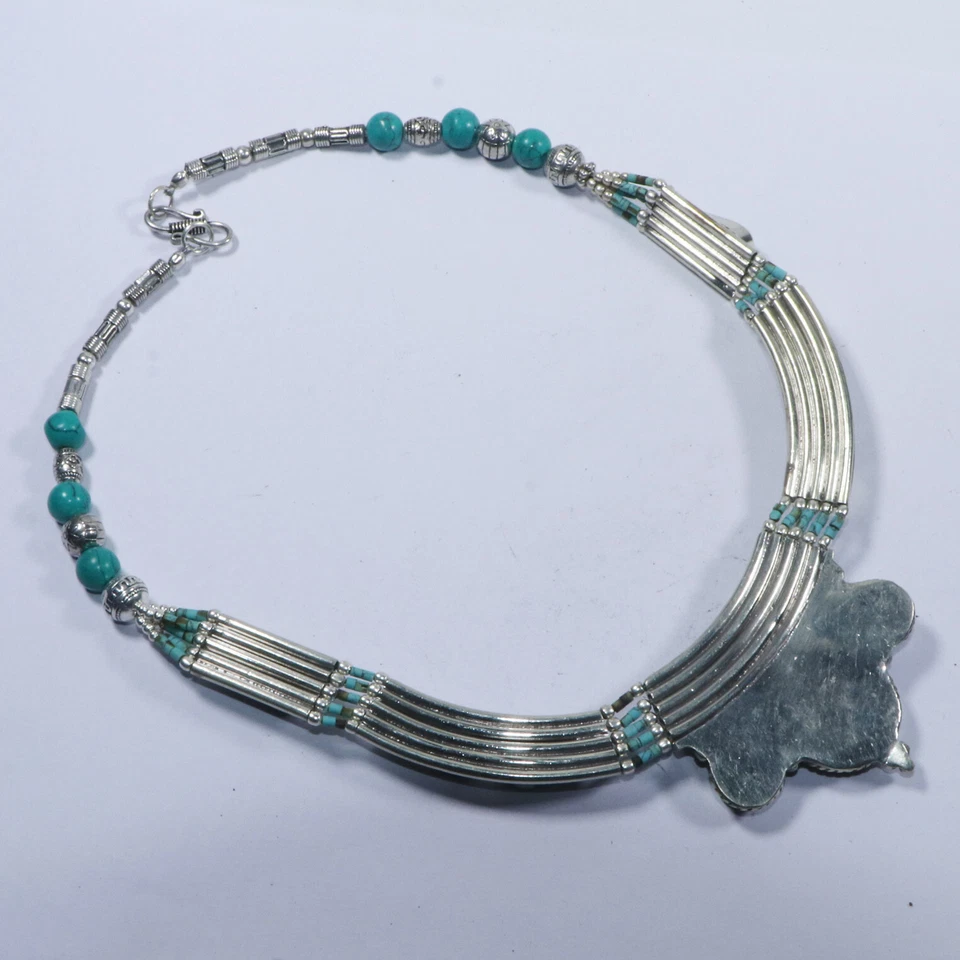 Collar Verde Gemas Boho Joyería Tradicional Turquesa Genuina Talla 20" N12 Foto 3 de 4