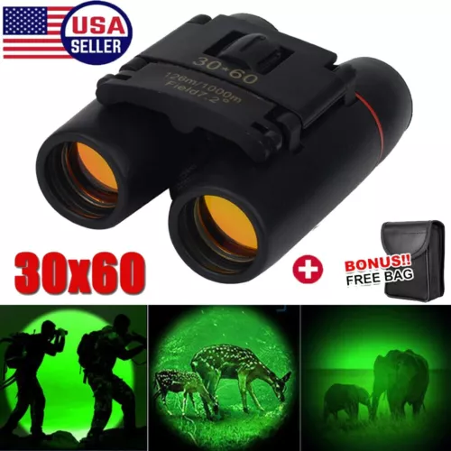 30x60 Day Vision Binoculars Goggles Hunting Folding Telescope + Free Case - Picture 2 of 12