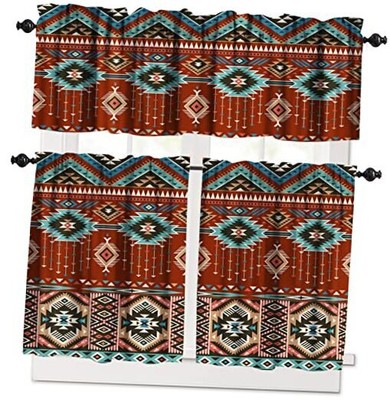 Aztec Kitchen Curtains Sets, Southwestern 54''x18''+27''x36''x2 (3 Piece) Style-2