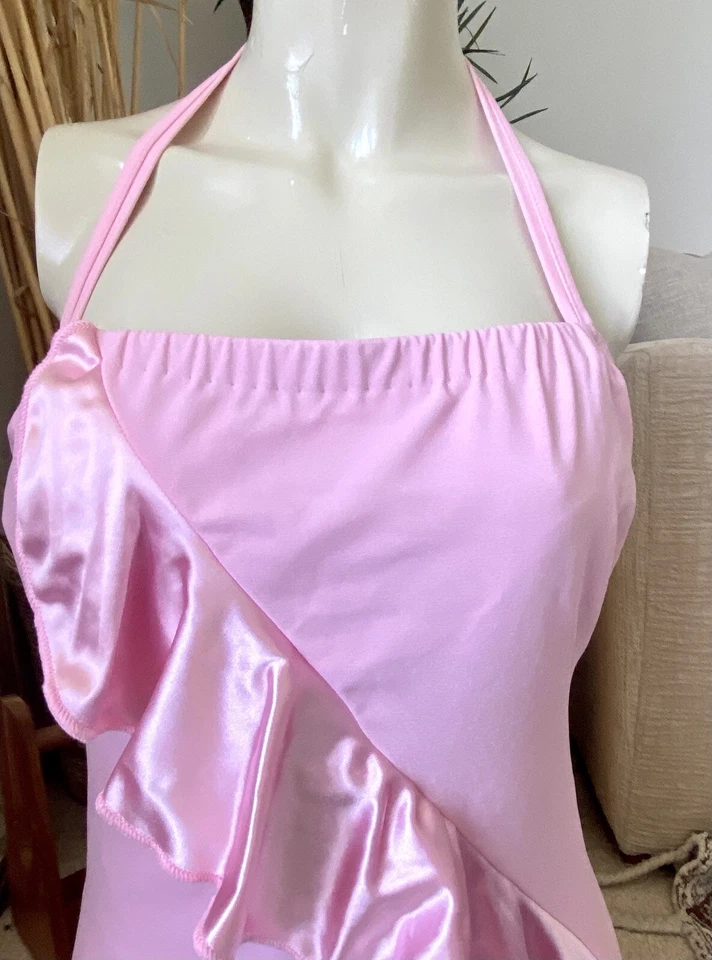 Traje de baño vintage años 80 rosa con volantes de una pieza años 80 para mujer pastel talla M princesa Foto 2 de 4