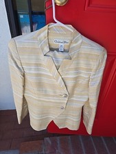 VTG 80s 90s christian dior womans skirt suit blazer aztec geometric sz 4