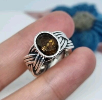 Original Pandora Ring Whiskey Quarz zusammengebunden   Größe 53 M 