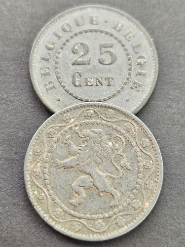 BELGIQUE 5 10 25 50 CENTIMES ALBERT I 1915-1918 OCCUPATION WW1 ZINC - Picture 13 of 14
