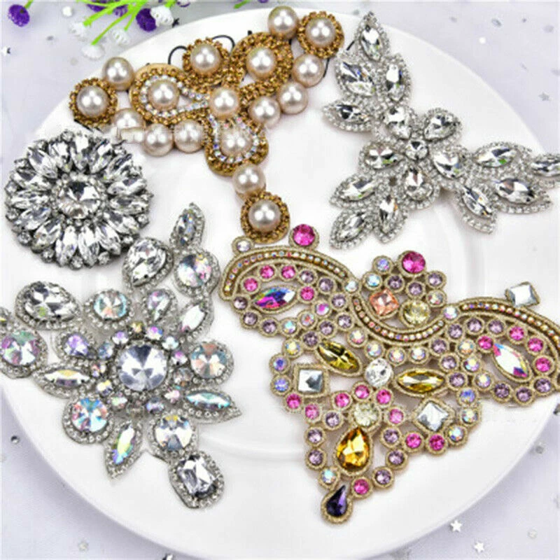 DIY Rhinestone Applique Beaded Sew Iron on Crystal Trim Chain Bridal Shoes Decor - Image 2 of 4