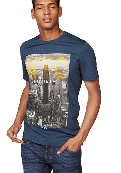 Jack & Jones Herren T-Shirt New York City Nyc Skyline Print (Blau, Xxl) L4108-image