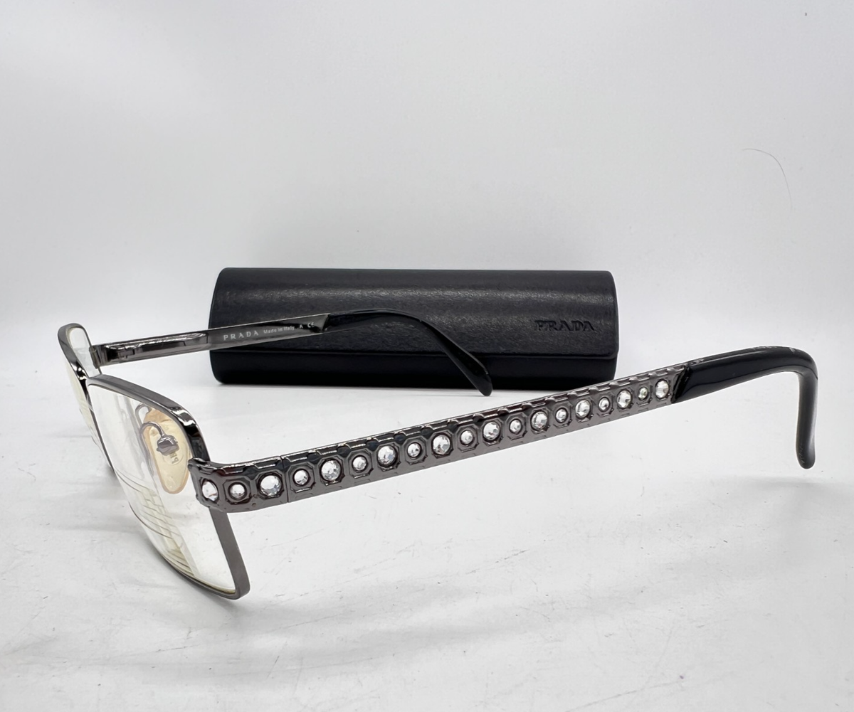 Prada VPR 62L 5AV-101 Black Silver Rectangle Eyeglasses Frames 51